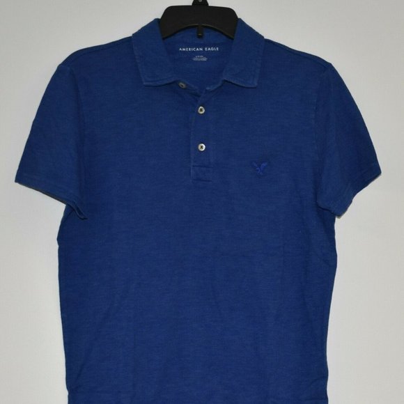 American Eagle Outfitters Mens Polo Shirt Blue